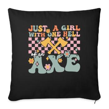 Groovy Axtwerfendes Mädchen - Sofakissenbezug 45 x 45 cm - Schwarz - Vorne