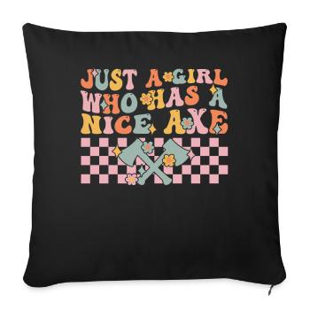 Groovy Axe Throwing Girl - Sofa pillowcase 17,3'' x 17,3'' (45 x 45 cm) - black - Front