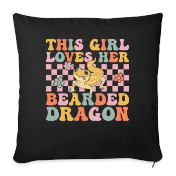 Bearded Dragon Girl - Sofa pillowcase 17,3'' x 17,3'' (45 x 45 cm) - black - Front