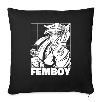 Anime Manga Kawaii Femboy Anime - Sofa pillowcase 17,3'' x 17,3'' (45 x 45 cm) - black - Front