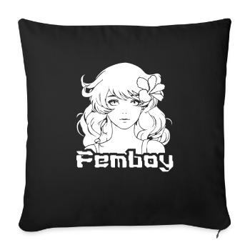Anime Manga Kawaii Femboy Anime - Sofa pillowcase 17,3'' x 17,3'' (45 x 45 cm) - black - Front