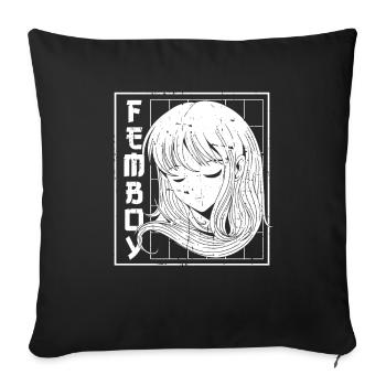 Anime Manga Kawaii Femboy Anime - Sofa pillowcase 17,3'' x 17,3'' (45 x 45 cm) - black - Front