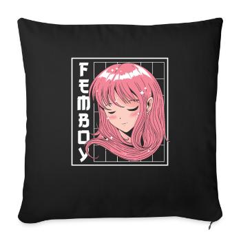 Anime Manga Kawaii Femboy Anime - Sofa pillowcase 17,3'' x 17,3'' (45 x 45 cm) - black - Front