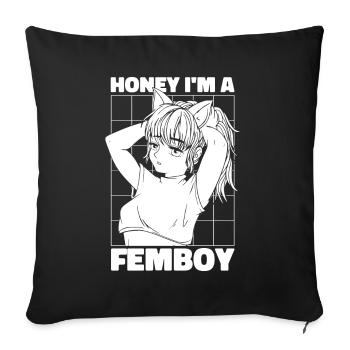 Anime Manga Femboy Anime - Housse de coussin décorative 45 x 45 cm - noir - Devant
