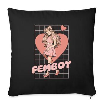Anime Manga Kawaii Femboy Anime - Sofa pillowcase 17,3'' x 17,3'' (45 x 45 cm) - black - Front