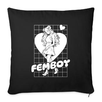 Anime Manga Kawaii Femboy Anime - Sofa pillowcase 17,3'' x 17,3'' (45 x 45 cm) - black - Front