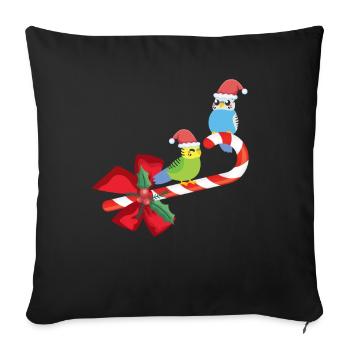 Oiseau de Noël perruche mignon - Housse de coussin décorative 45 x 45 cm - noir - Devant