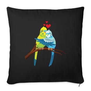 Mignon Perruche Amour Coeur Oiseau - Housse de coussin décorative 45 x 45 cm - noir - Devant