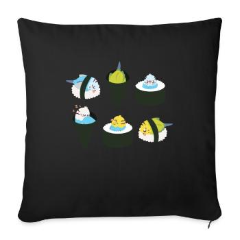 Perruche mignonne Sushi Japon Kawaii - Housse de coussin décorative 45 x 45 cm - noir - Devant