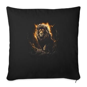 Löwe Afrika Safari Dschungel Stolz Majestätisch - Sofakissenbezug 45 x 45 cm - Schwarz - Vorne