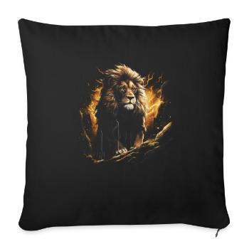Löwe Afrika Safari Dschungel Stolz Majestätisch - Sofakissenbezug 45 x 45 cm - Schwarz - Vorne