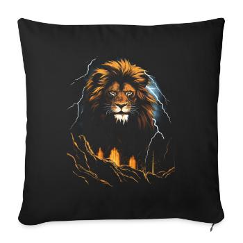 Löwe Afrika Safari Dschungel Stolz Majestätisch - Sofakissenbezug 45 x 45 cm - Schwarz - Vorne