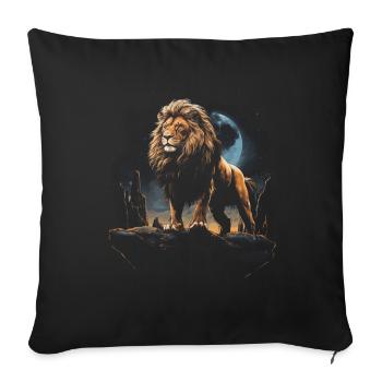 Löwe Afrika Safari Dschungel Stolz Majestätisch - Sofakissenbezug 45 x 45 cm - Schwarz - Vorne