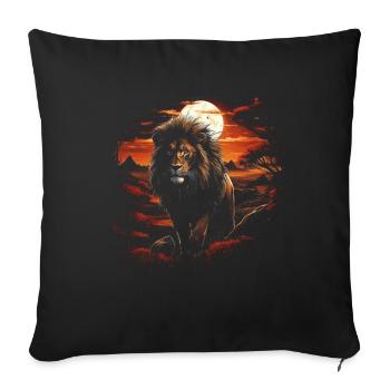 Lion, King, Mighty, Animal, Wildlife, Majestic, Courage - Sofa pillowcase 17,3'' x 17,3'' (45 x 45 cm) - black - Front