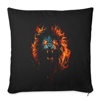 Lion, Feu, Animal, Jungle, Savane, faune, Symbole - Housse de coussin décorative 45 x 45 cm - noir - Devant