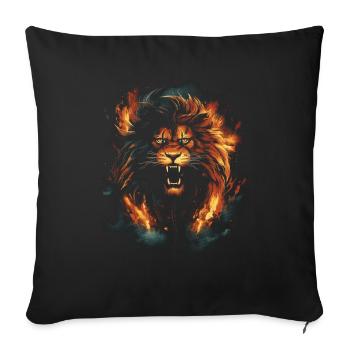 Lion, Feu, Animal, Jungle, Savane, faune, Symbole - Housse de coussin décorative 45 x 45 cm - noir - Devant