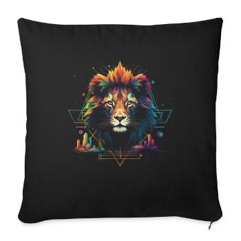 Lion, Savane, Nature, Peinture, Règne Animal, Nature Sauvage - Housse de coussin décorative 45 x 45 cm - noir - Devant