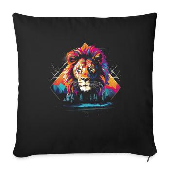 Lion, Savane, Nature, Peinture, Règne Animal, Nature Sauvage - Housse de coussin décorative 45 x 45 cm - noir - Devant