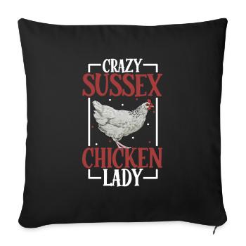 Crazy Sussex Chicken Lady - Sussex - Sofa pillowcase 17,3'' x 17,3'' (45 x 45 cm) - black - Front
