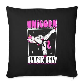 Licorne avec ceinture noire - Hapkido - Housse de coussin décorative 45 x 45 cm - noir - Devant