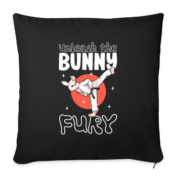 Hase macht Hapkido - Sofakissenbezug 45 x 45 cm - Schwarz - Vorne