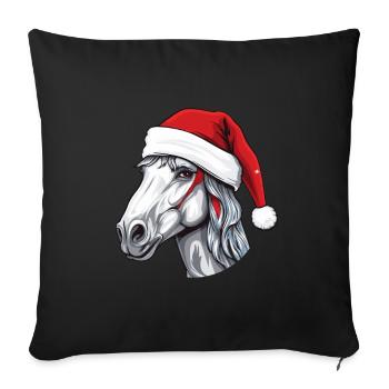 Tête de cheval Noël Noël - Housse de coussin décorative 45 x 45 cm - noir - Devant