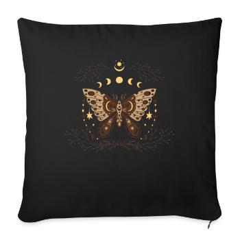 Mystical Goth Moth Moon Phases - Sofa pillowcase 17,3'' x 17,3'' (45 x 45 cm) - black - Front
