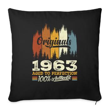 1963 Vintage Cadeau D'anniversaire 1963 Original - Housse de coussin décorative 45 x 45 cm - noir - Devant