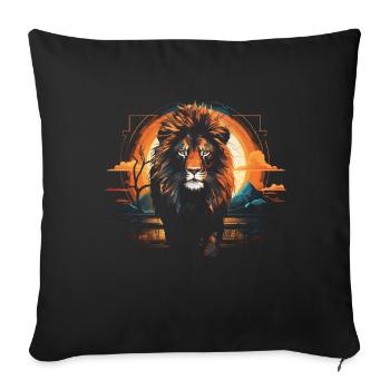 Lion, Savane, Nature, Peinture, Règne Animal, Nature Sauvage - Housse de coussin décorative 45 x 45 cm - noir - Devant