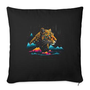 Leopard Animal - Sofa pillowcase 17,3'' x 17,3'' (45 x 45 cm) - black - Front
