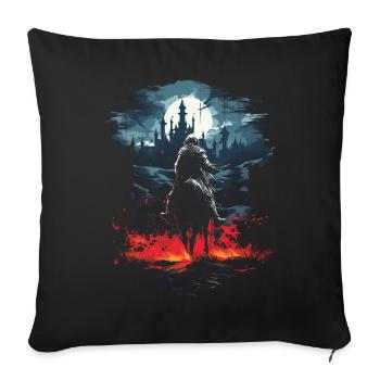 Knight Castle Knight on Horse Knight Role Playing Game - Sofa pillowcase 17,3'' x 17,3'' (45 x 45 cm) - black - Front