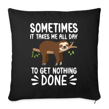Drôle paresseux paresseux ne faisant rien et dormant Faultier - Housse de coussin décorative 45 x 45 cm - noir - Devant