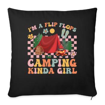 Groovy Camper Girls Motorhome Camping - Sofa pillowcase 17,3'' x 17,3'' (45 x 45 cm) - black - Front