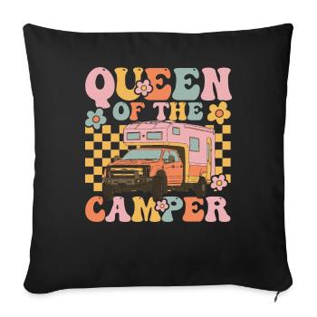Groovy Camping Fille - Housse de coussin décorative 45 x 45 cm - noir - Devant