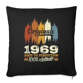 1969 Vintage Original 1969 Birthday Gift - Sofa pillowcase 17,3'' x 17,3'' (45 x 45 cm) - black - Front
