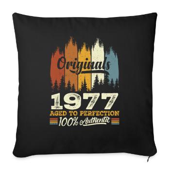 1977 Vintage Cadeau D'anniversaire 1977 Original - Housse de coussin décorative 45 x 45 cm - noir - Devant