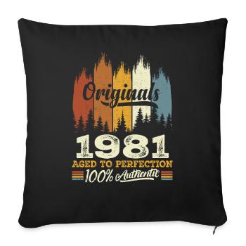 1981 Vintage Original 1981 Geburtstagsgeschenk - Sofakissenbezug 45 x 45 cm - Schwarz - Vorne