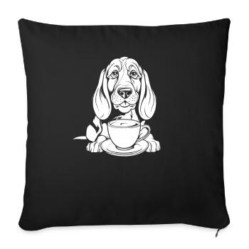 Café pour chien Bassett - Housse de coussin décorative 45 x 45 cm - noir - Devant