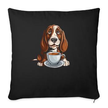 Café pour chien Bassett - Housse de coussin décorative 45 x 45 cm - noir - Devant