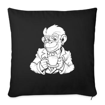 Affe Kaffee - Sofakissenbezug 45 x 45 cm - Schwarz - Vorne