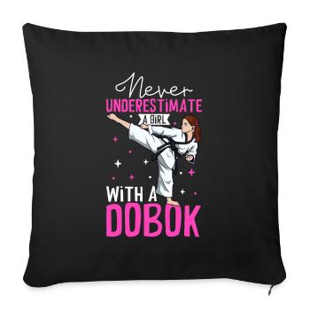 Ne sous-estimez jamais une fille dans Hapkido - Housse de coussin décorative 45 x 45 cm - noir - Devant