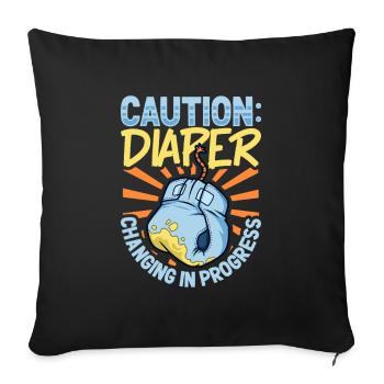 Diaper change in progress - diaper change - Sofa pillowcase 17,3'' x 17,3'' (45 x 45 cm) - black - Front
