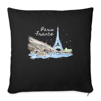 Paris, France, France, Tour Eiffel - Housse de coussin décorative 45 x 45 cm - noir - Devant