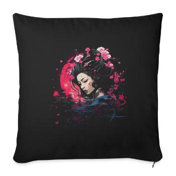 Geisha Manga Japan Samurai Art - Sofa pillowcase 17,3'' x 17,3'' (45 x 45 cm) - black - Front