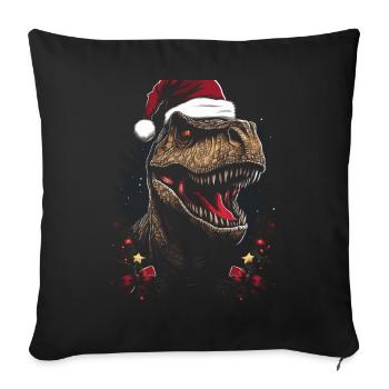 T-rex Noël Dino Festif - Housse de coussin décorative 45 x 45 cm - noir - Devant