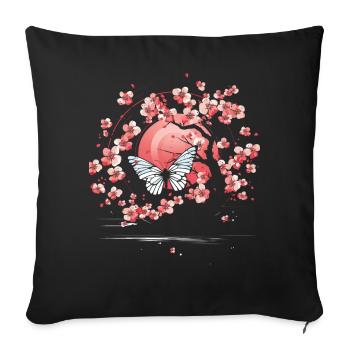 Japan Sakura Cherry Blossom Tree - Sofa pillowcase 17,3'' x 17,3'' (45 x 45 cm) - black - Front