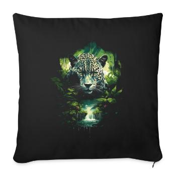 Majestueux Jungle faune sauvage oeuvre - Housse de coussin décorative 45 x 45 cm - noir - Devant