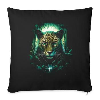 Majestueux Jungle faune sauvage oeuvre - Housse de coussin décorative 45 x 45 cm - noir - Devant