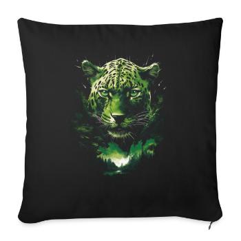 Majestueux Jungle faune sauvage oeuvre - Housse de coussin décorative 45 x 45 cm - noir - Devant