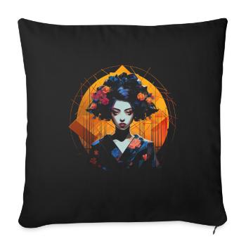 Geisha Manga Japan Samurai Art - Sofa pillowcase 17,3'' x 17,3'' (45 x 45 cm) - black - Front